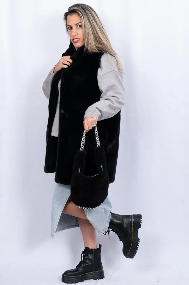 Shearling chain bag | EBONY CHAIN BAG