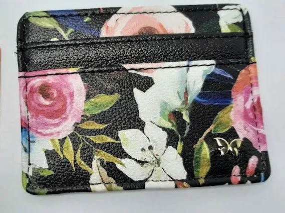 Slim Rfid Wallet-Florals On Black-82012