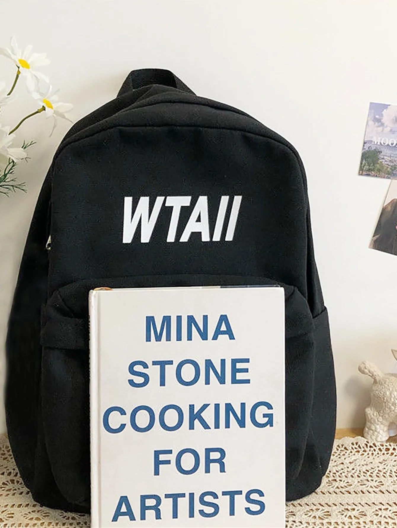 Slogan Graphic Large Capacity Backpack