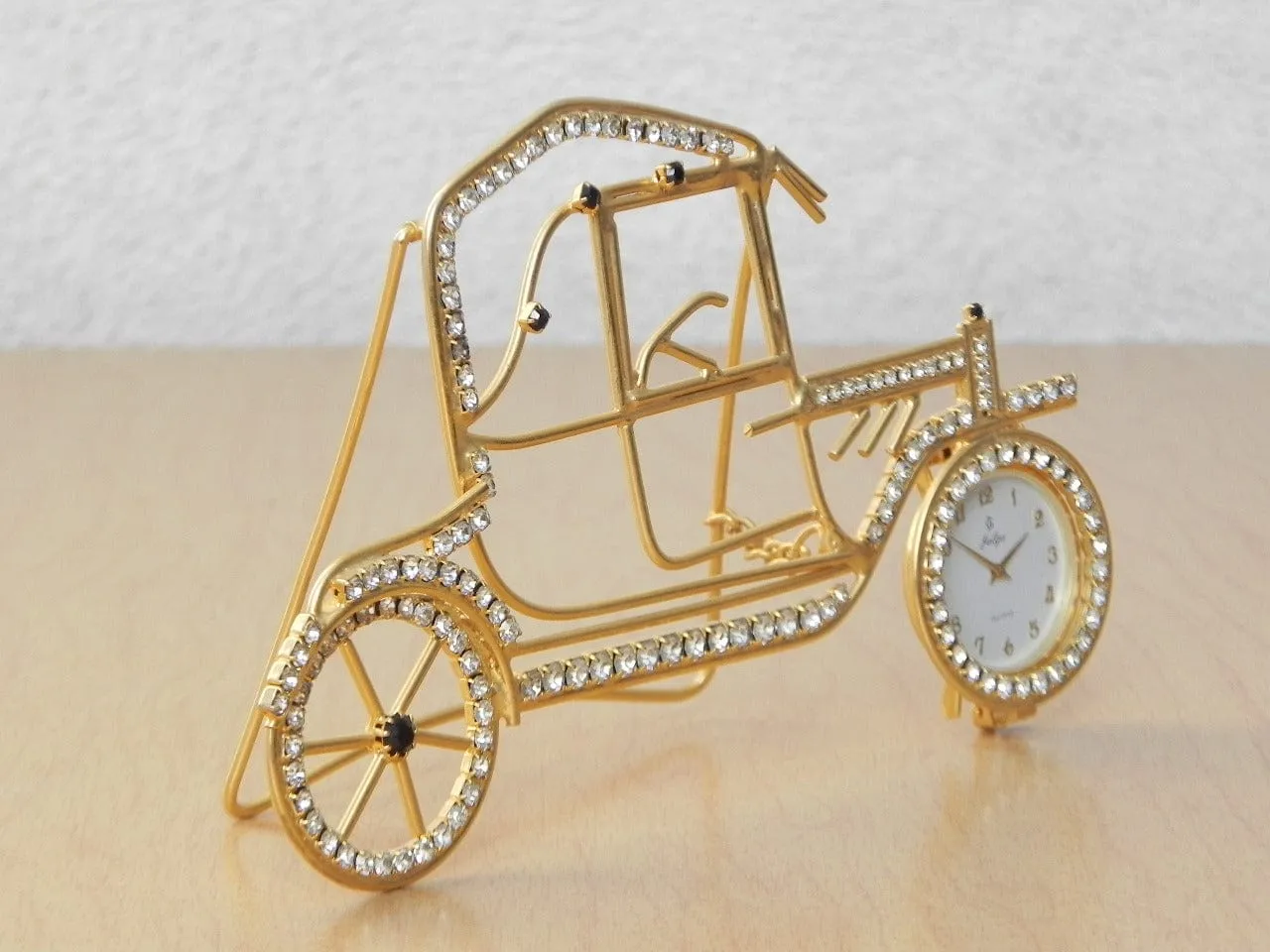 Small Jeweled Gold Car Desk Clock (Chitty Chitty Bang Bang)