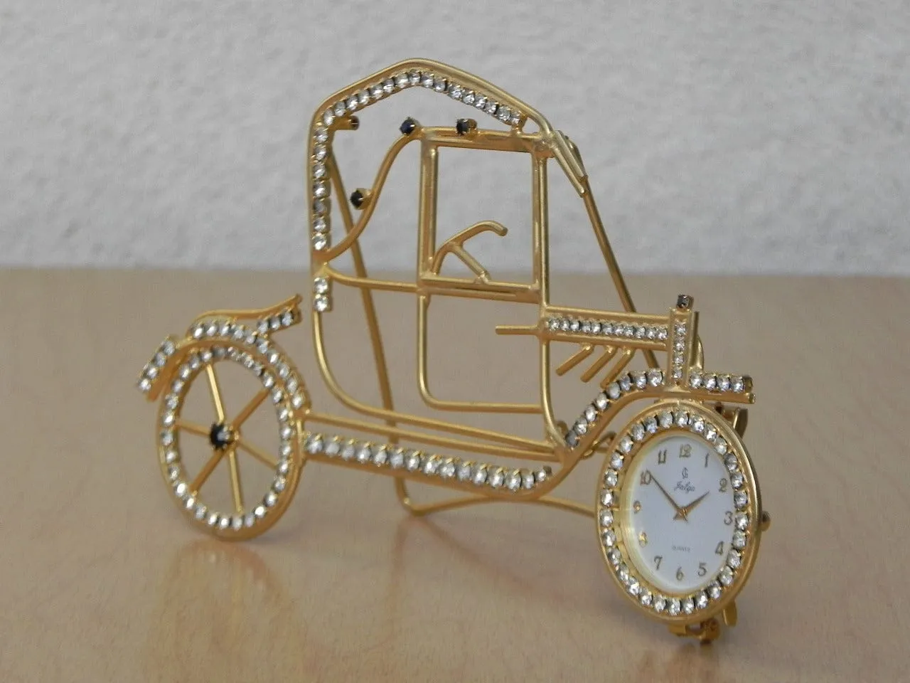 Small Jeweled Gold Car Desk Clock (Chitty Chitty Bang Bang)