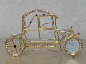 Small Jeweled Gold Car Desk Clock (Chitty Chitty Bang Bang)