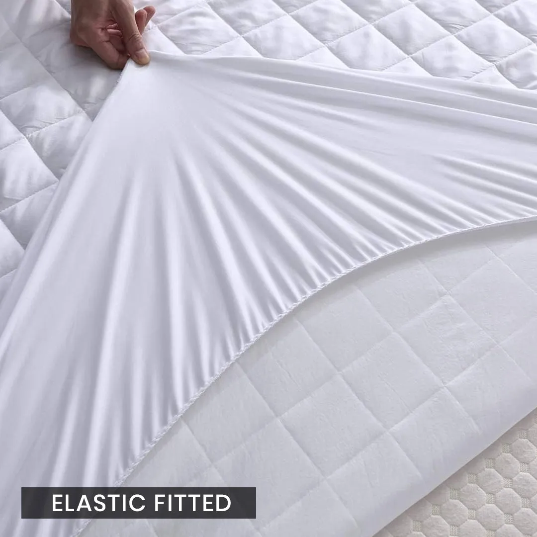 Soft Cotton Quilted 100% Waterproof Fitted Mattress Protector In Grey Color