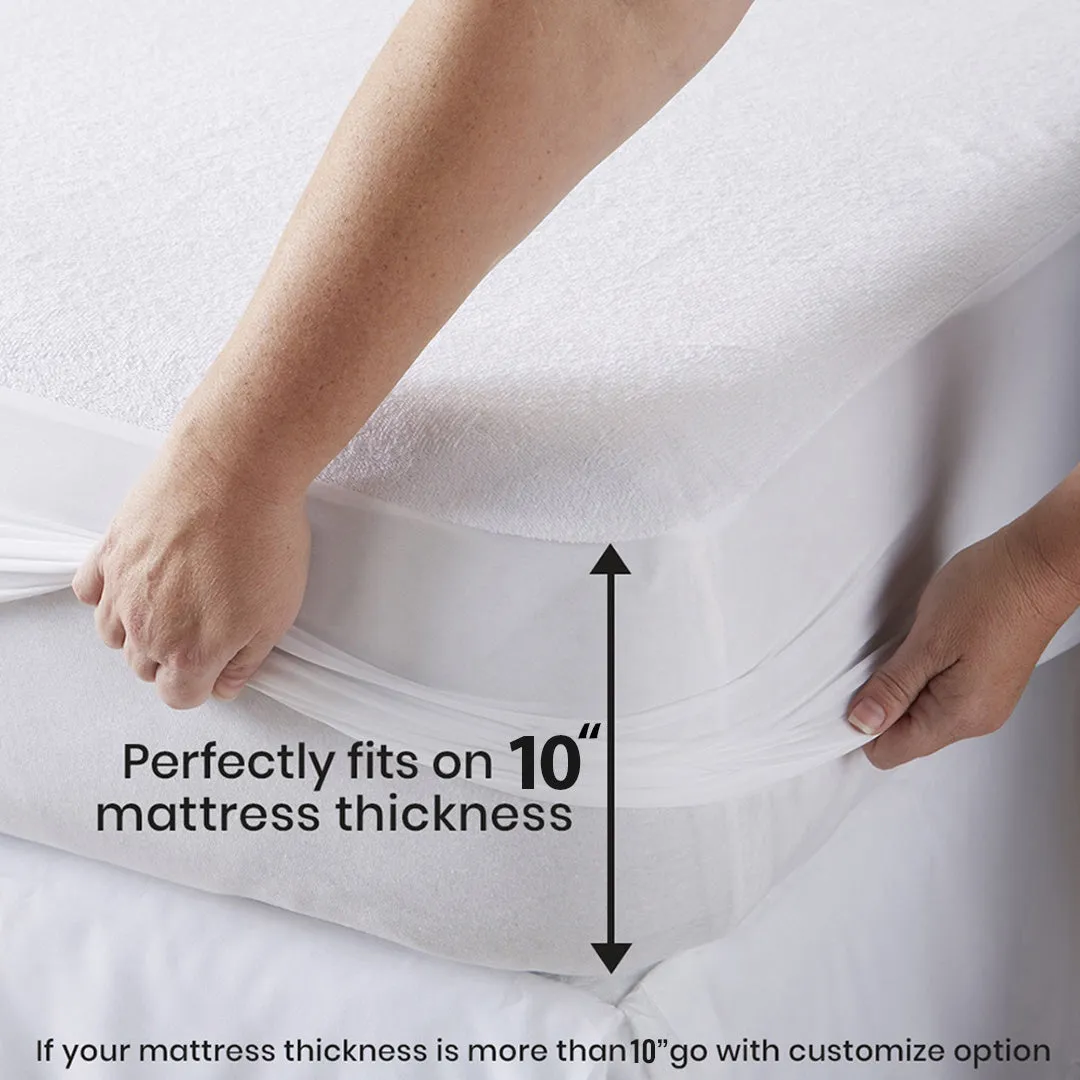 Soft Cotton Quilted 100% Waterproof Fitted Mattress Protector In Grey Color