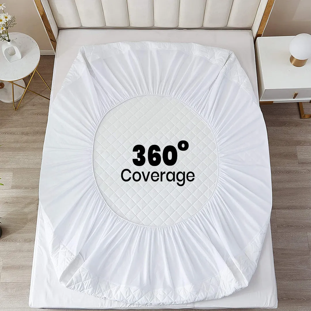 Soft Cotton Quilted 100% Waterproof Fitted Mattress Protector In Grey Color