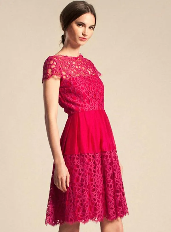 SOLID COLOR LACE RUFFLE LADY ELEGANT FEMALE