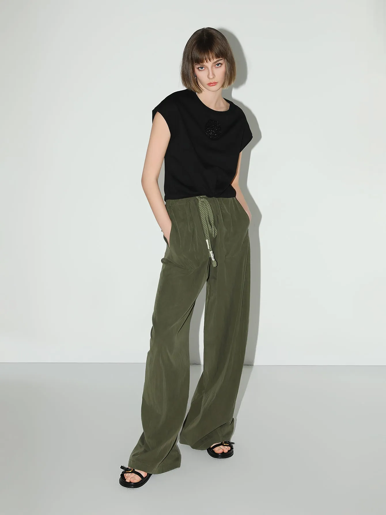 Straight Leg Drawstring  Casual Lounge Pants