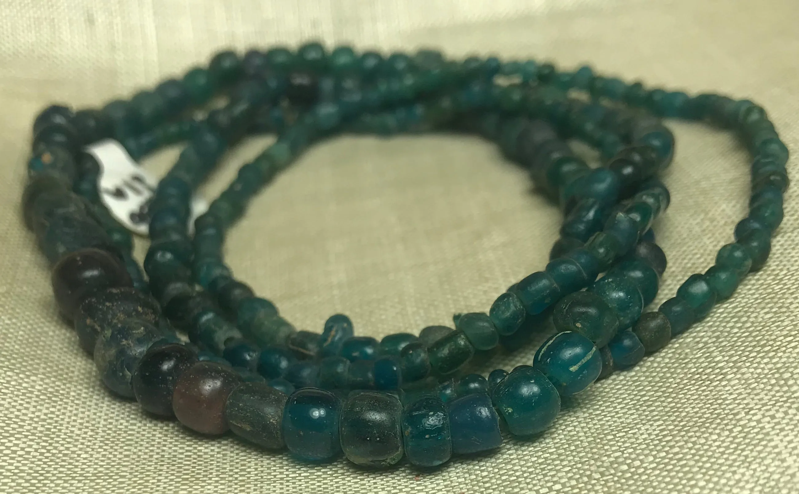 Strand of Ancient Cambodian Capri Blue Glass Beads