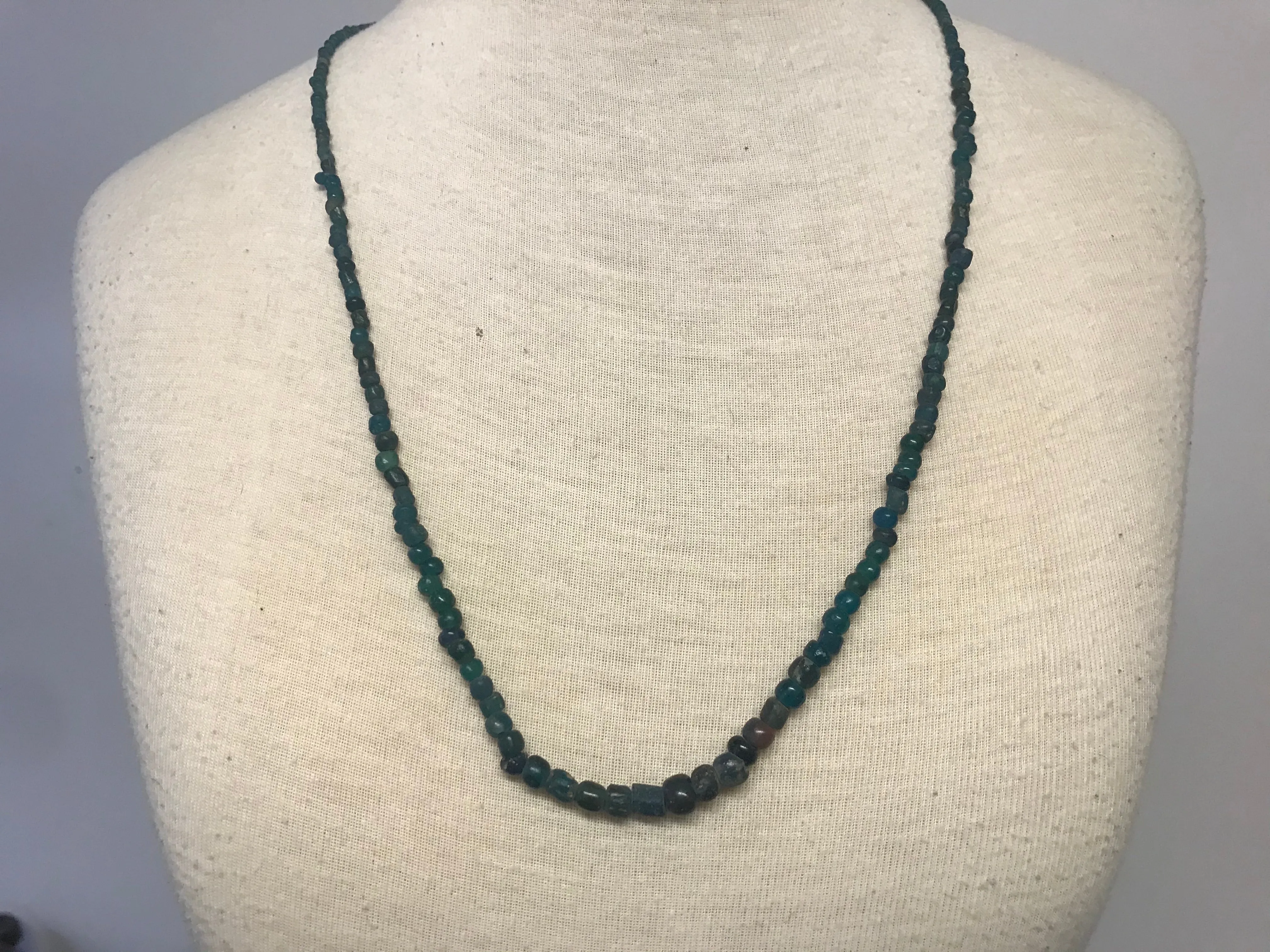 Strand of Ancient Cambodian Capri Blue Glass Beads