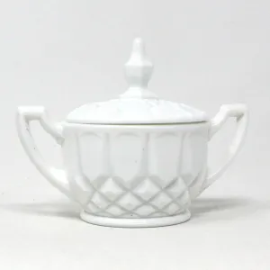 Sugar Bowl with Lid, Tiffin-Franciscan Milk Glass, Betsy Ross Pattern, Vintage