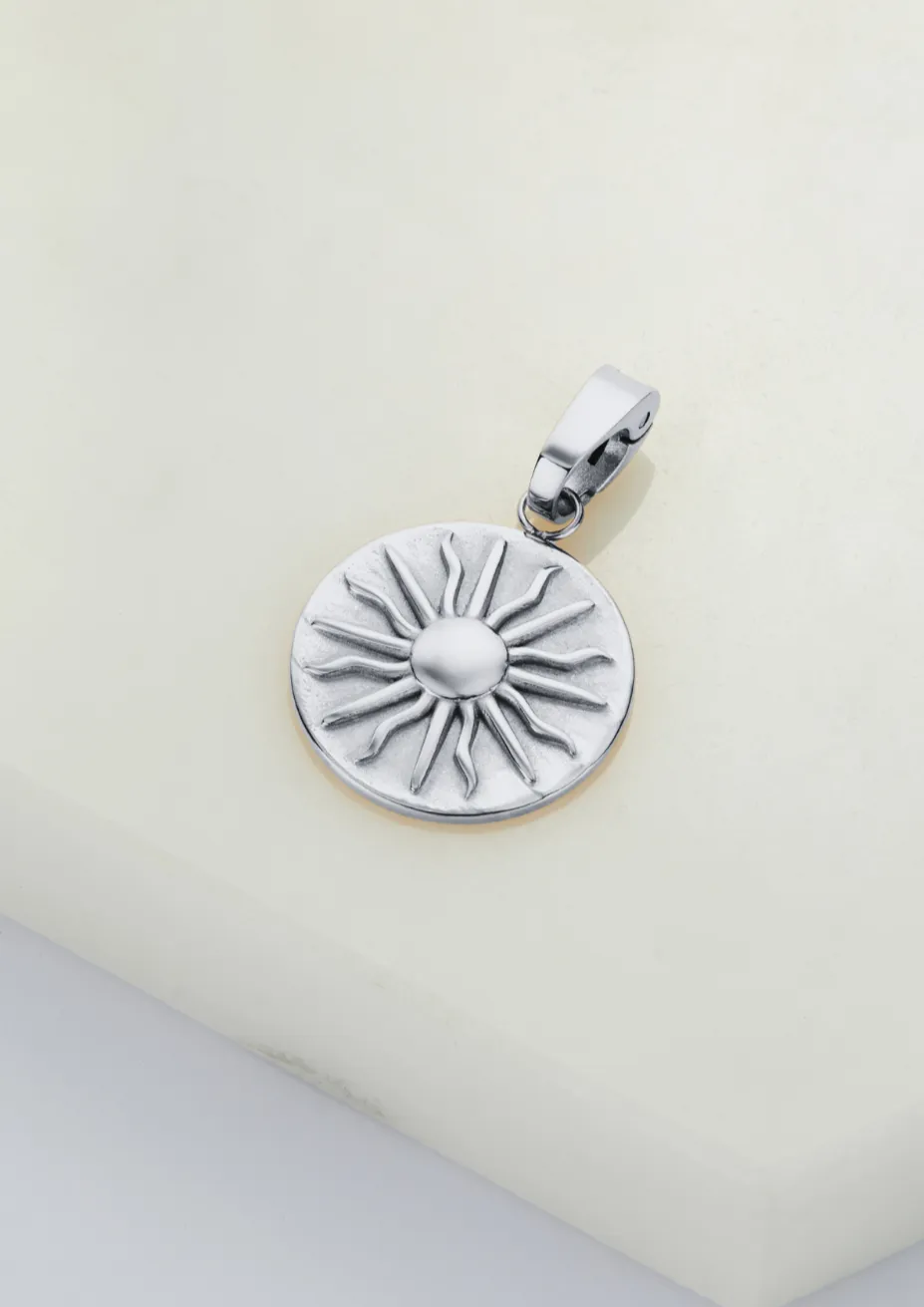 Sun Pendant Charm - Silver