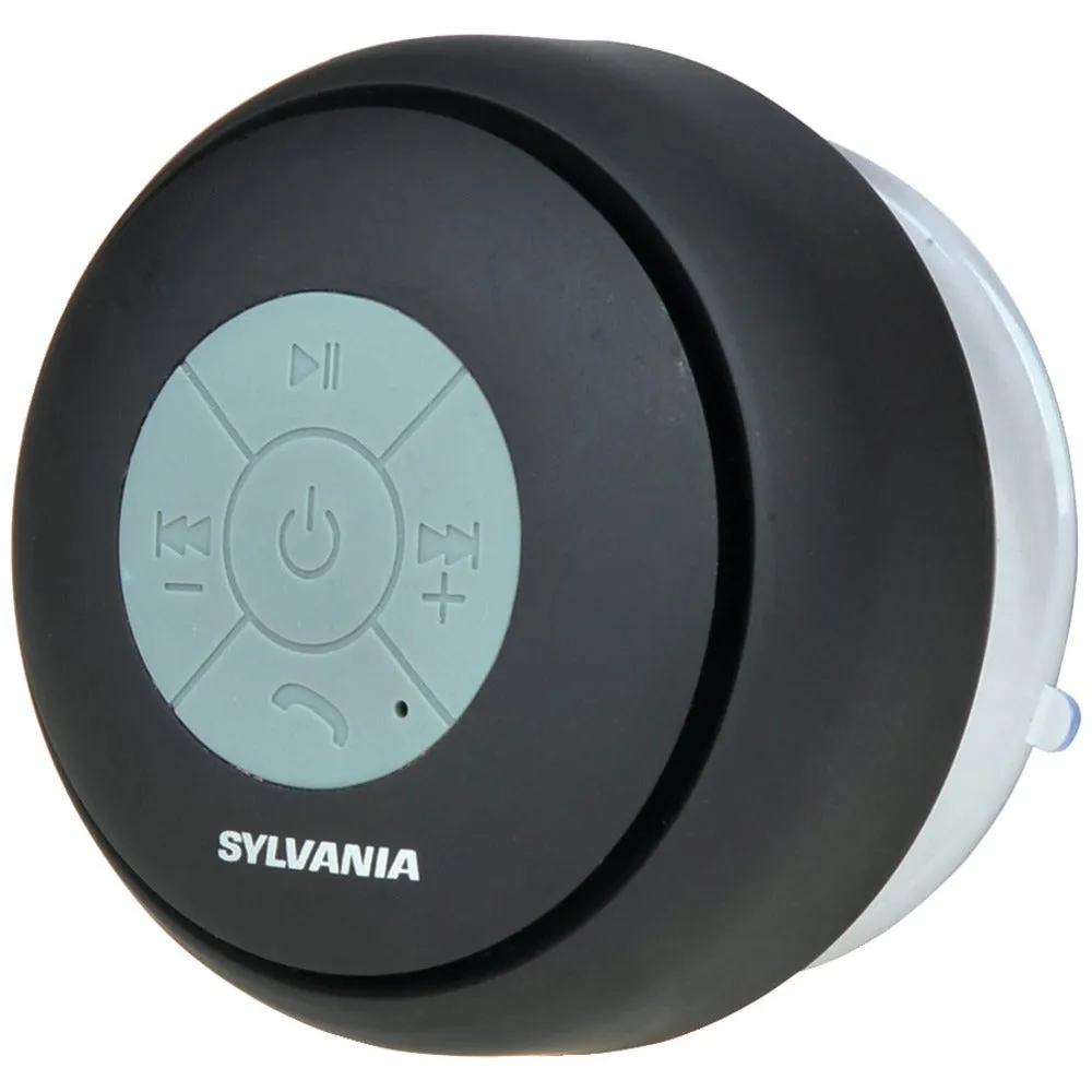 SYLVANIA SP230-BLACK Bluetooth(R) Suction Cup Shower Speaker (Black)