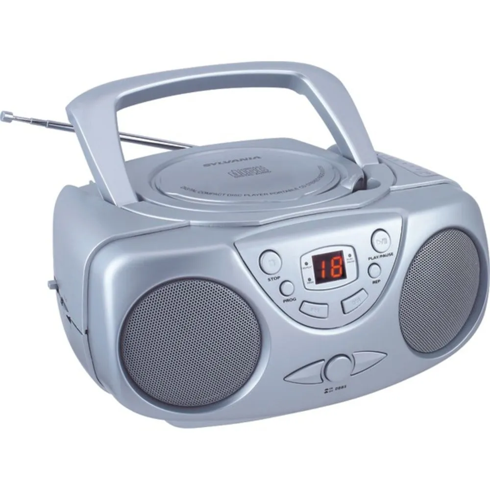 SYLVANIA SRCD243M SILVER Portable CD Boom Box with AM/FM Radio (Silver)