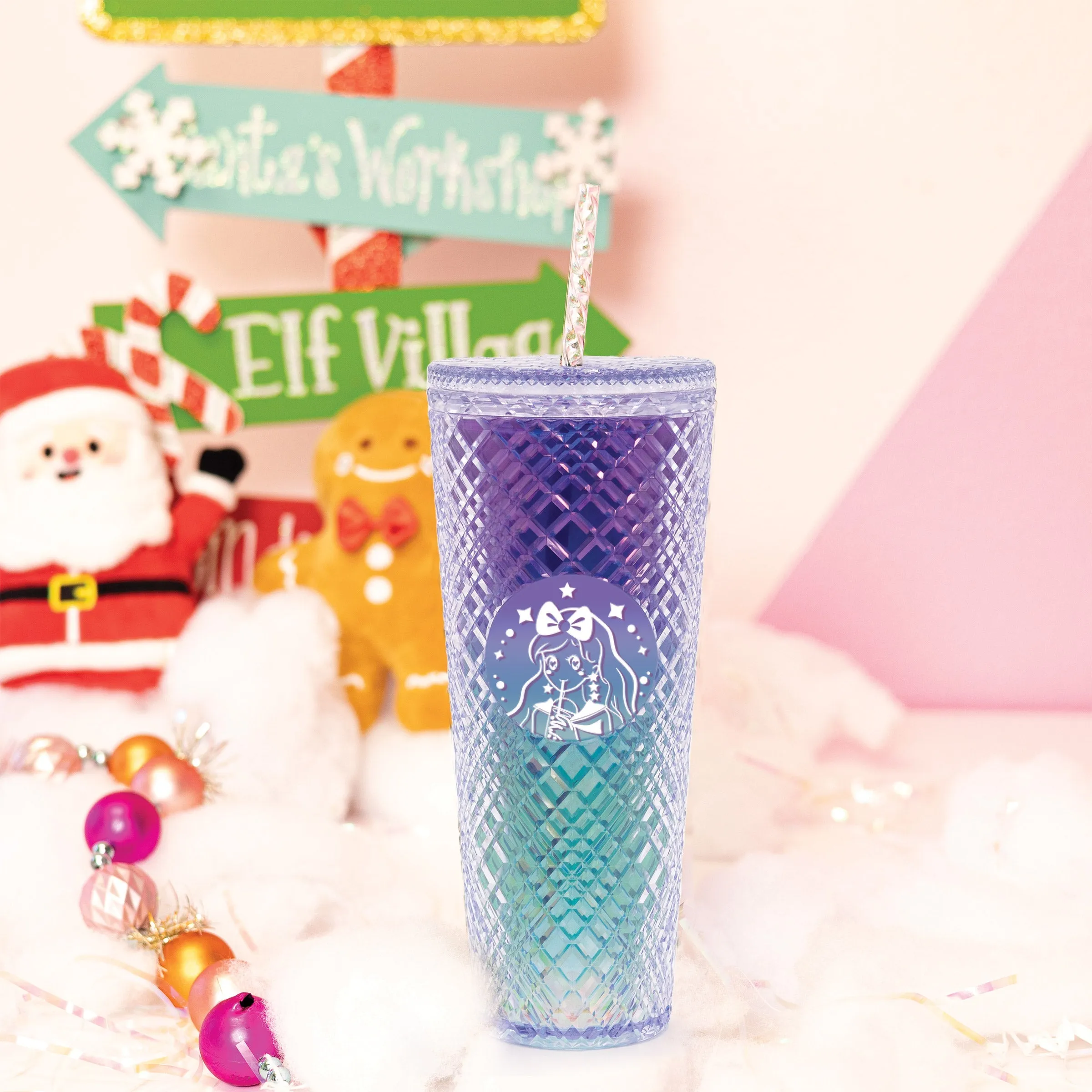 Tall Dazzling Jewel Holographic Tumbler - Ocean