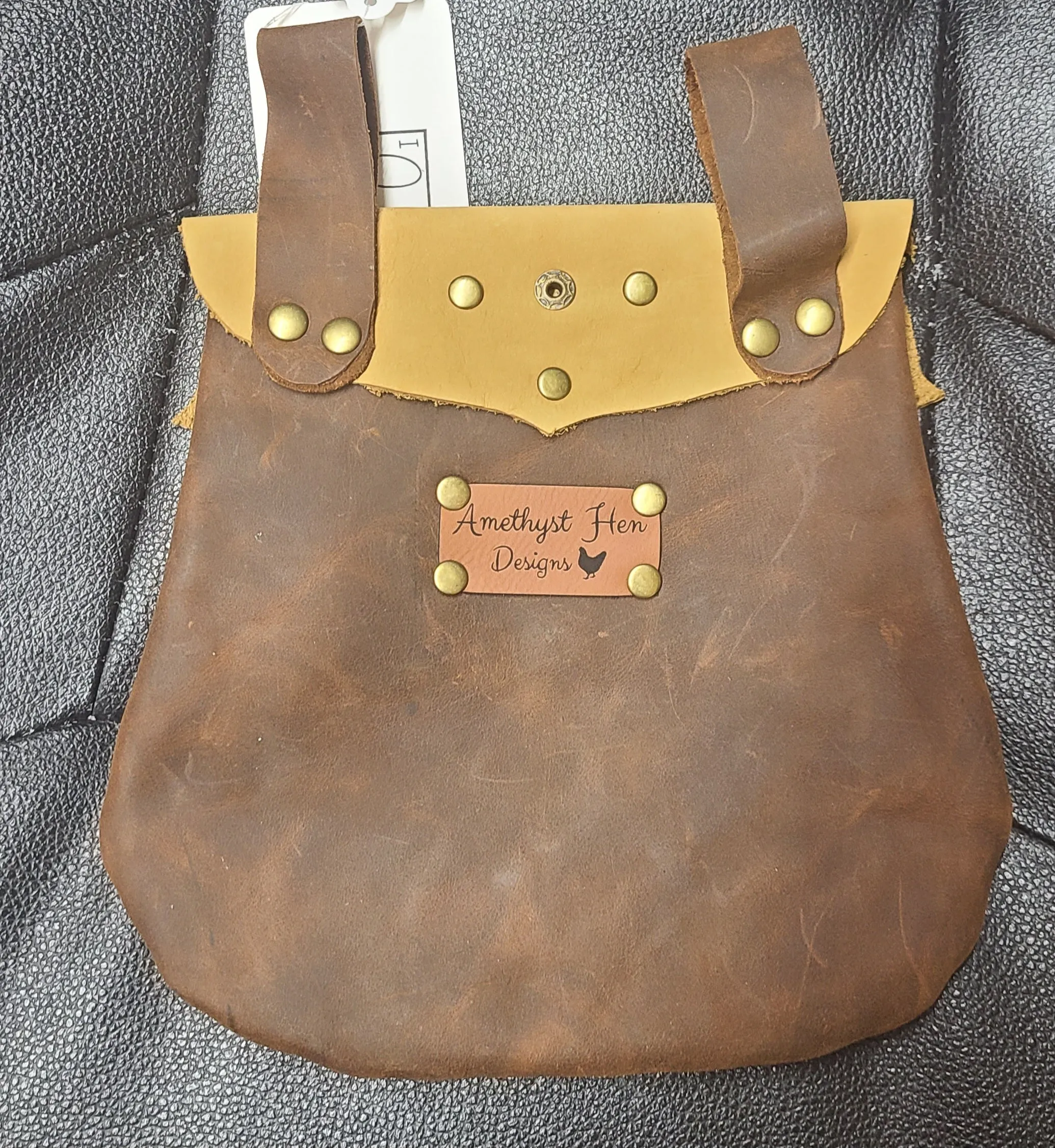 Tan Leather Leaf Belt Bag