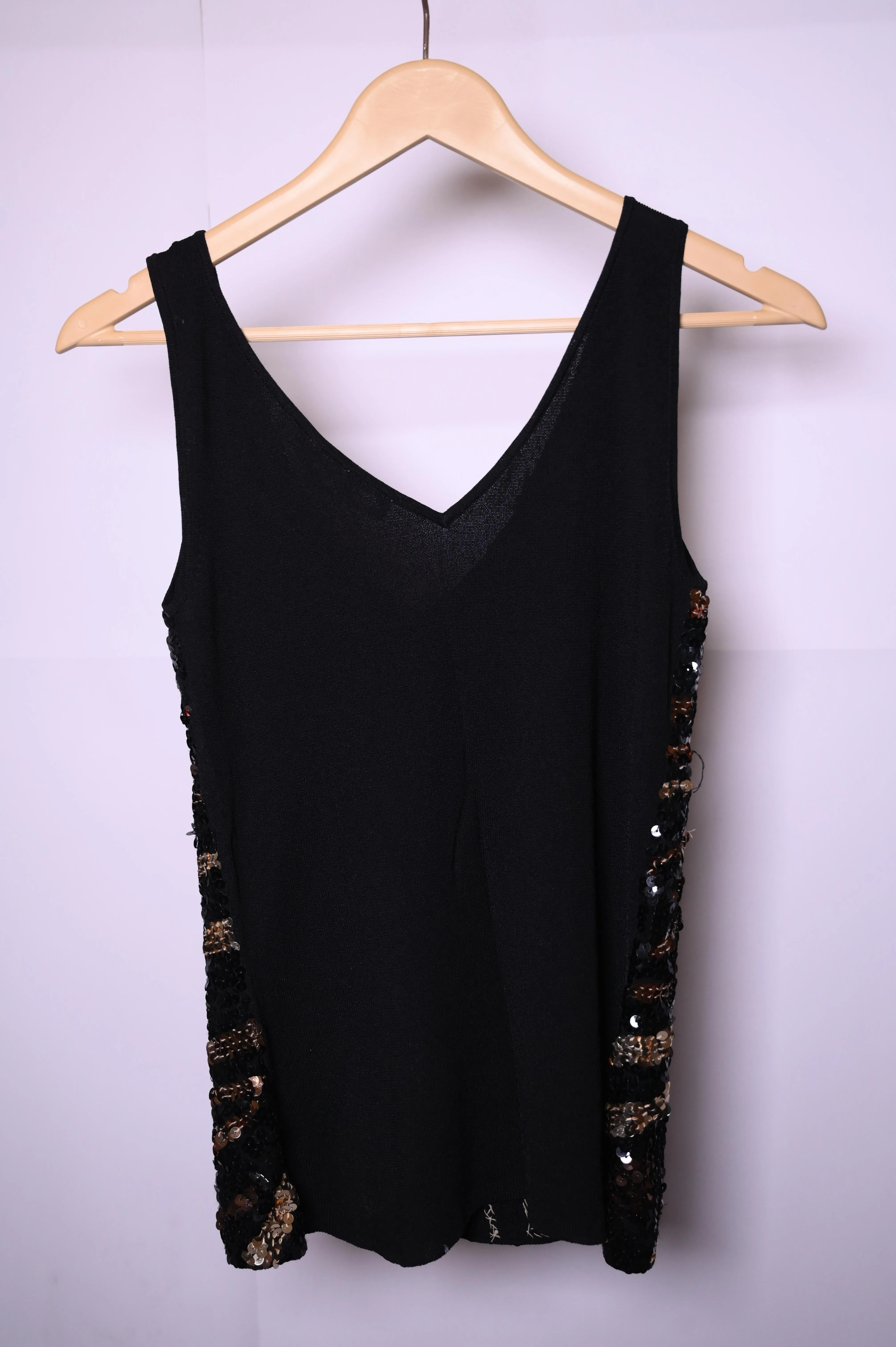 Thriftyfy Golden Black Sequins Crop Top