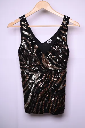 Thriftyfy Golden Black Sequins Crop Top