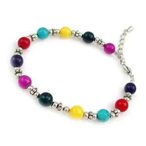 Tibetan Style Multicolored Bracelet 6"