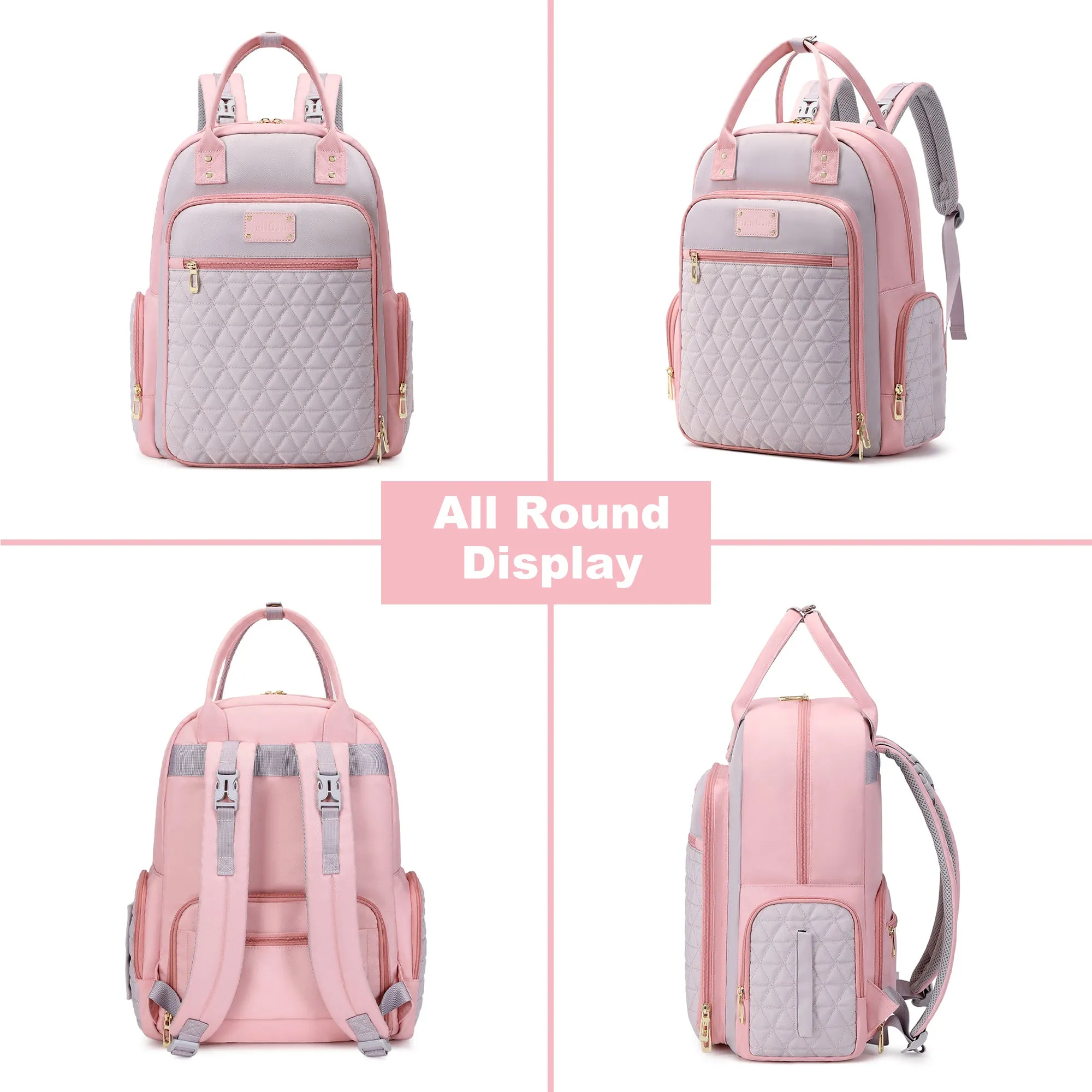 Trendy Diaper Bag Backpack-Pink