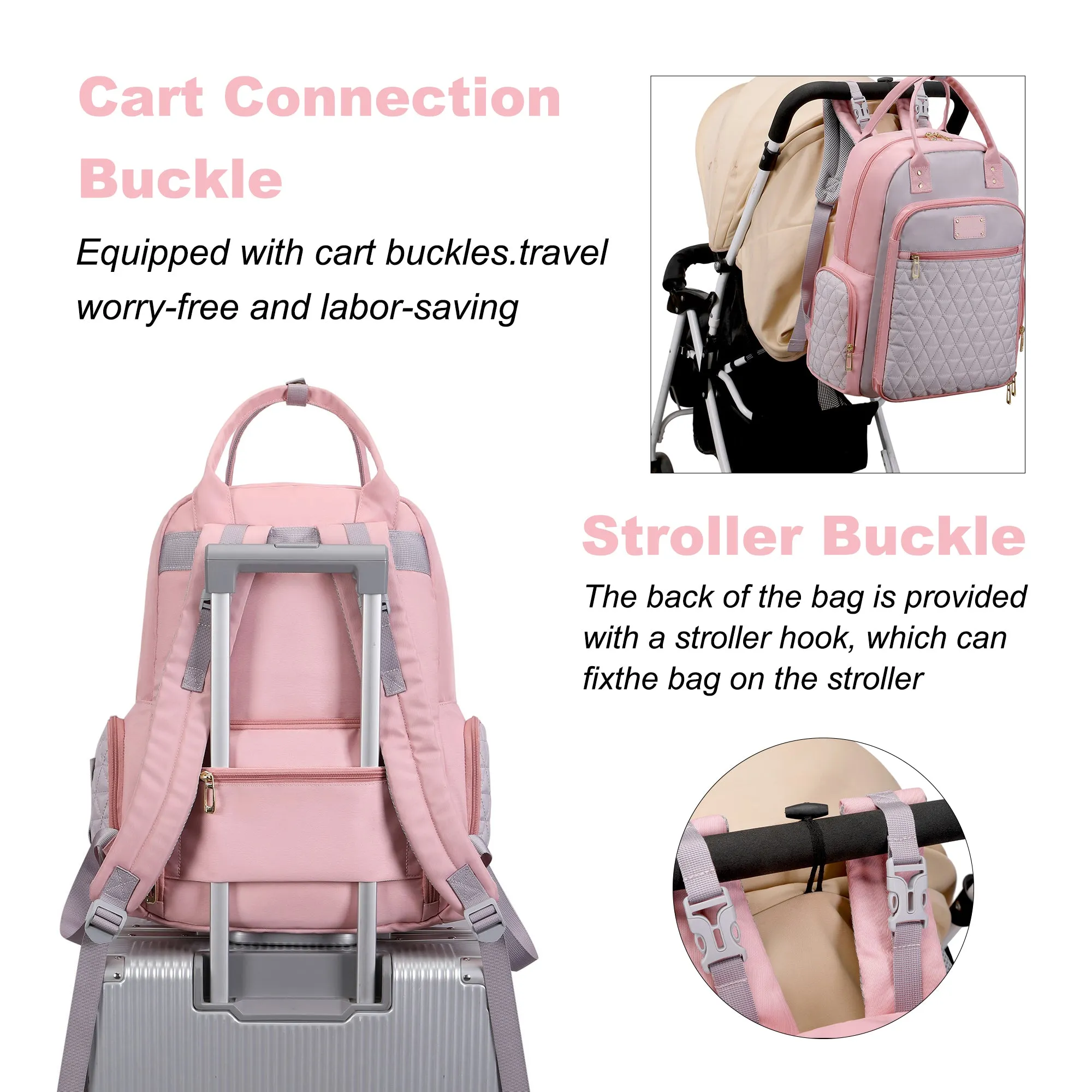 Trendy Diaper Bag Backpack-Pink