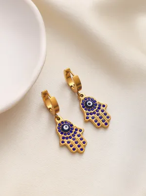 Turkish Blue Hamsa Earrings