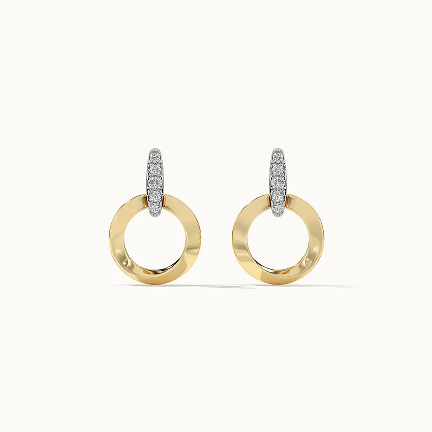 Twisted Round Diamond Earrings