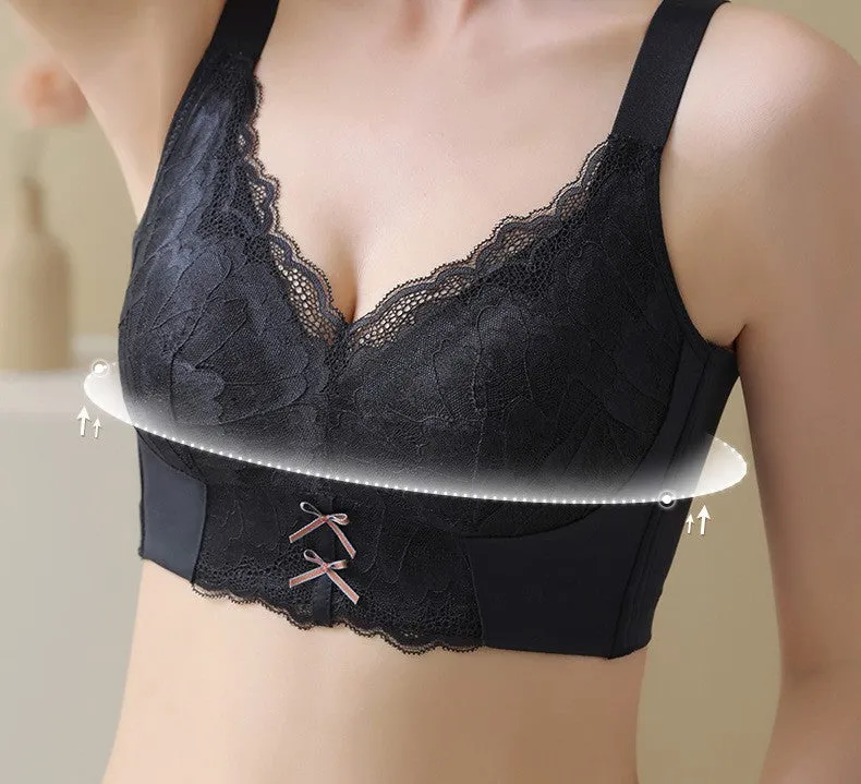 Underwear women's full cup fat MM large size latex big chest small no steel ring side collection side breast adjustment thin bra