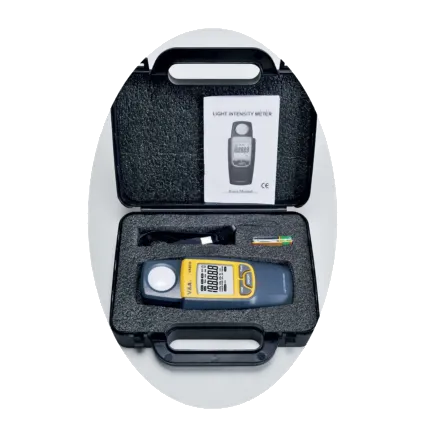 VA8050, Light Meter. Range 0-30000 Lux (lm/m2) or 0-2788.0 ftc (lm/ft^2) Accuracy  /-(4% 50), Resolution 1 Lux/0.1ftc