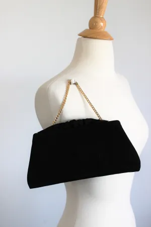 Vintage 1950s Black Faille Clutch Purse