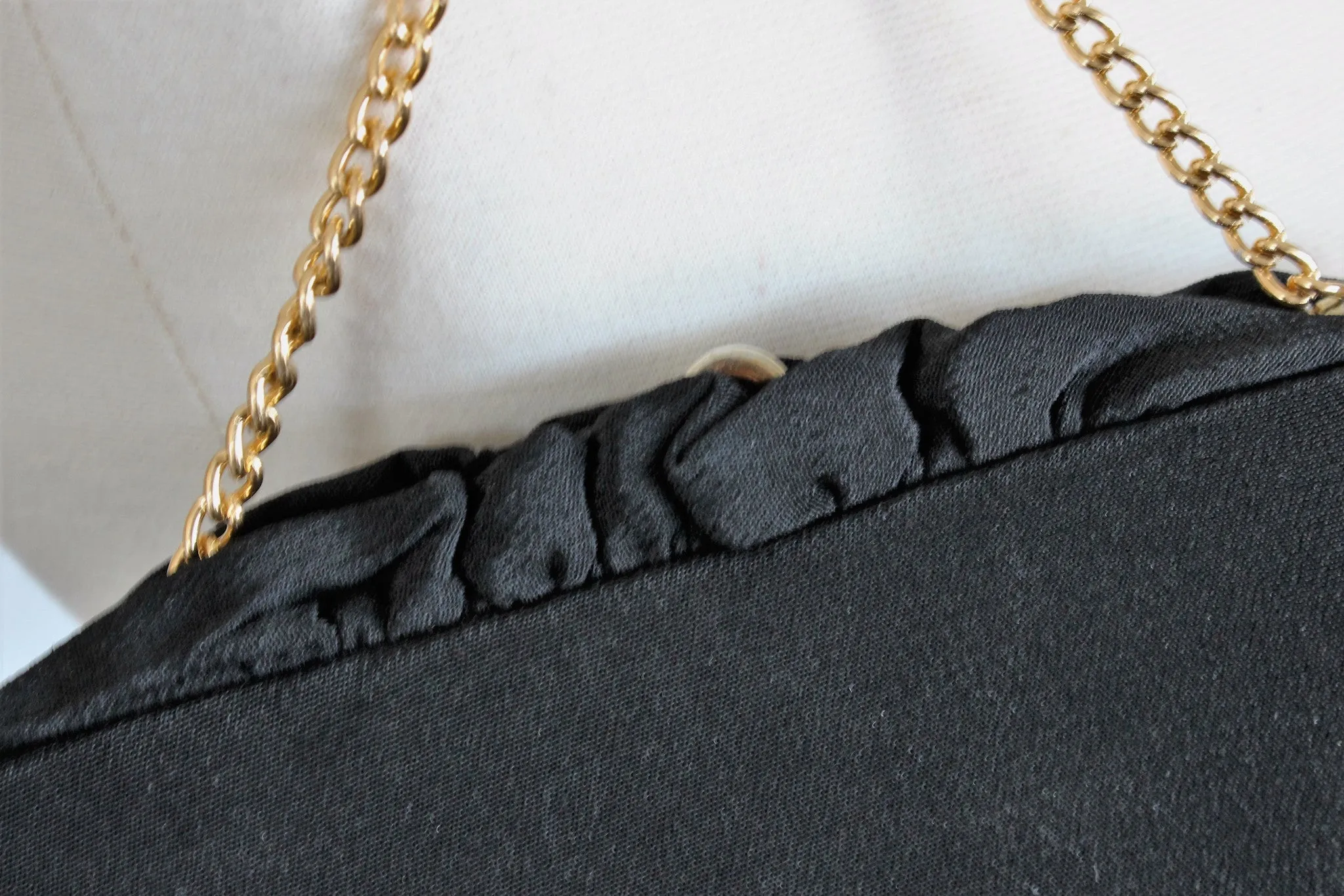 Vintage 1950s Black Faille Clutch Purse