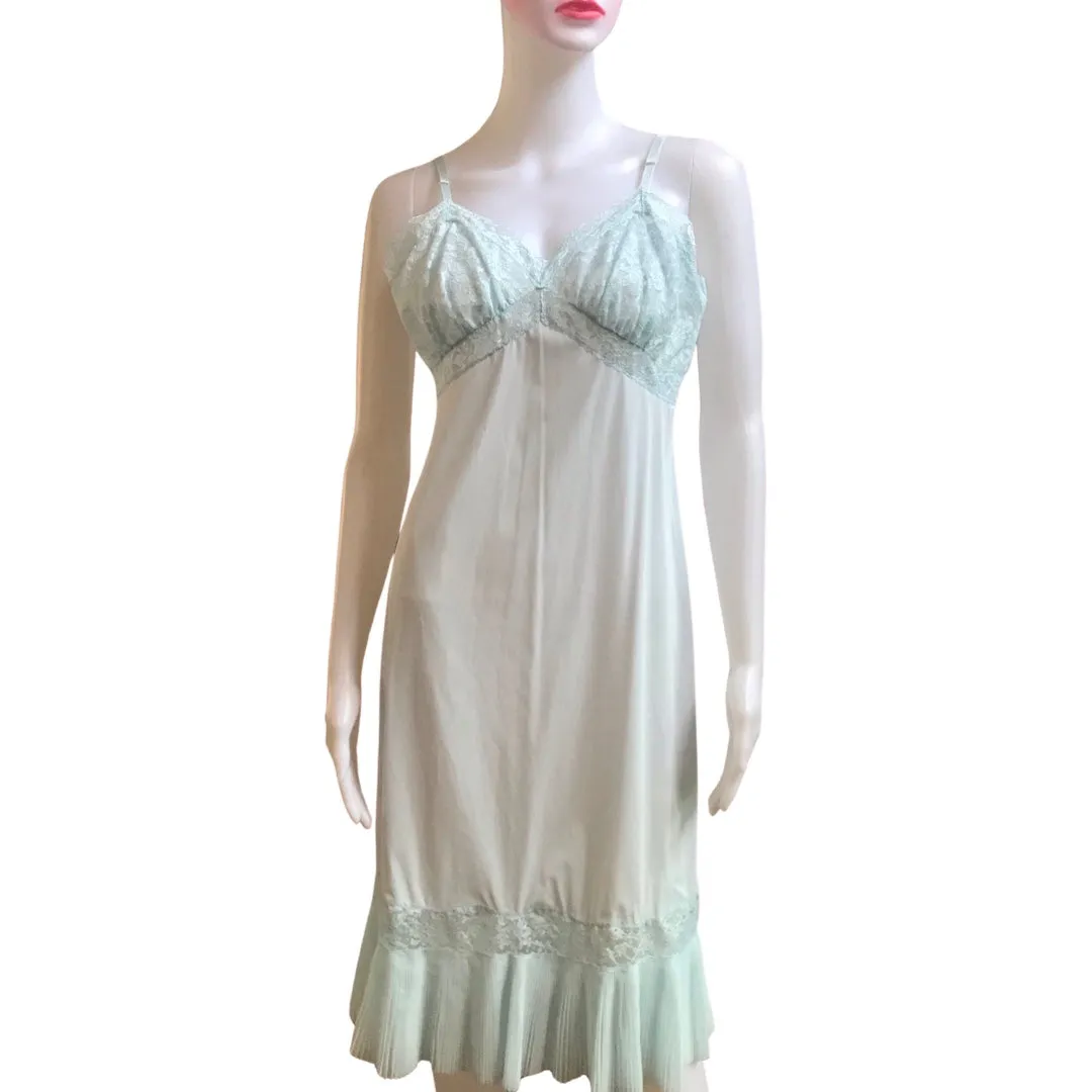 Vintage 1950s Light Blue Vanity Fair Slip