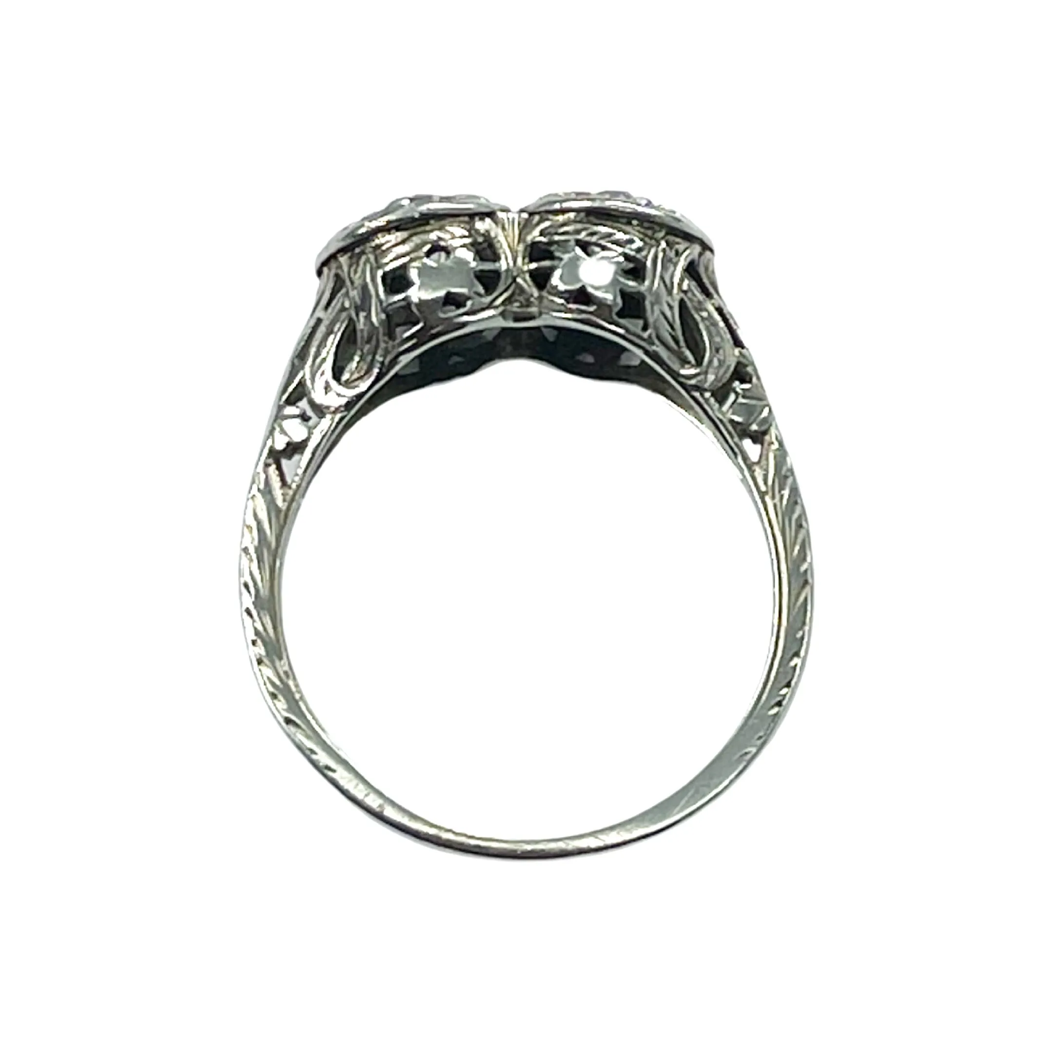 Vintage White Gold Twin Setting Diamond Ring (Authentic Pre-Owned)