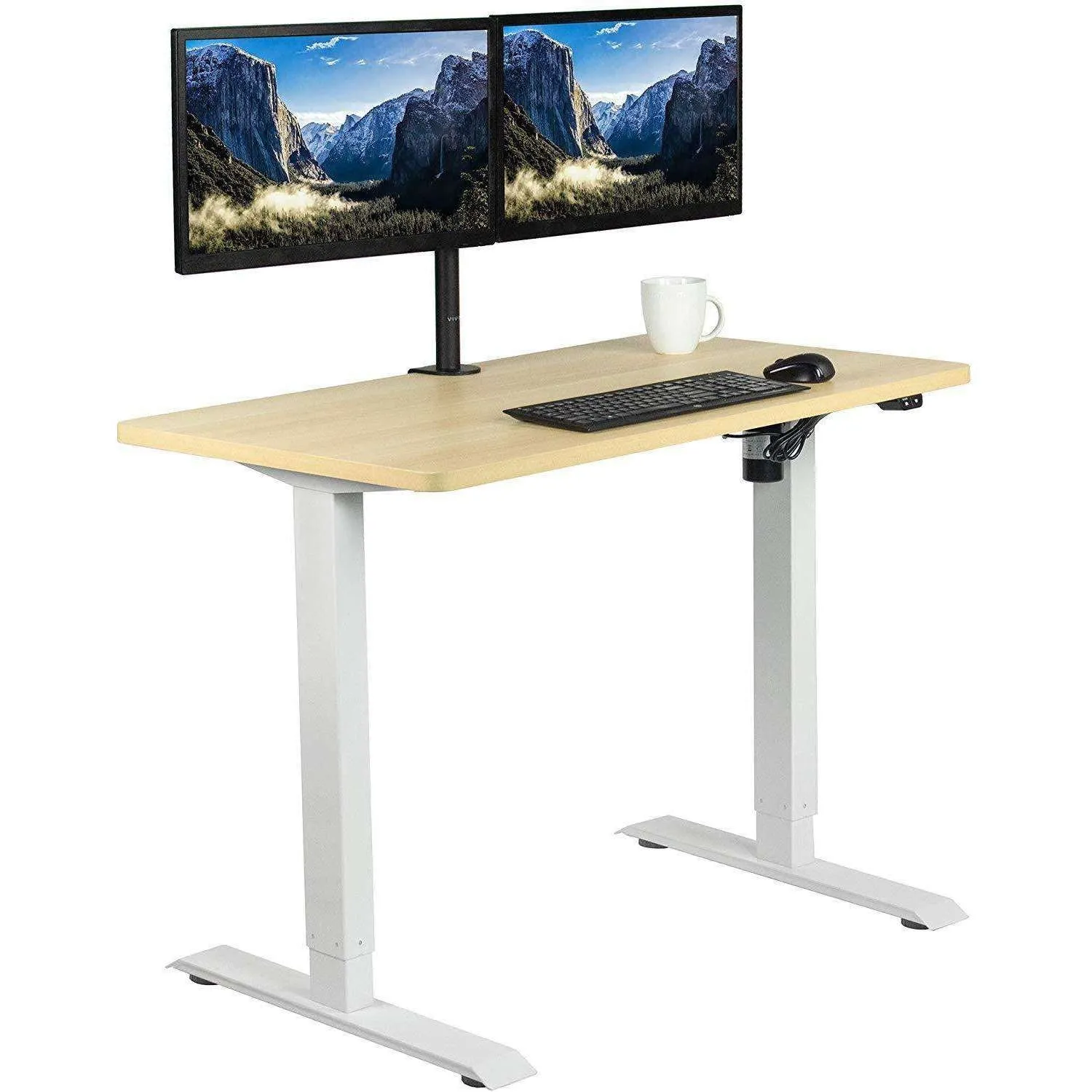 VIVO 43" x 24" Electric Desk with White Frame, DESK-KIT-W04B/W04C/W04D/W04W/W04E