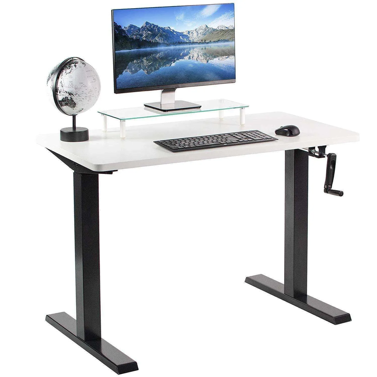 VIVO 43" x 24" Manual Height-Adjustable Desk w/ Crank, DESK-KIT-MB4B/MB4W/MB4C/MB4D/MB4E