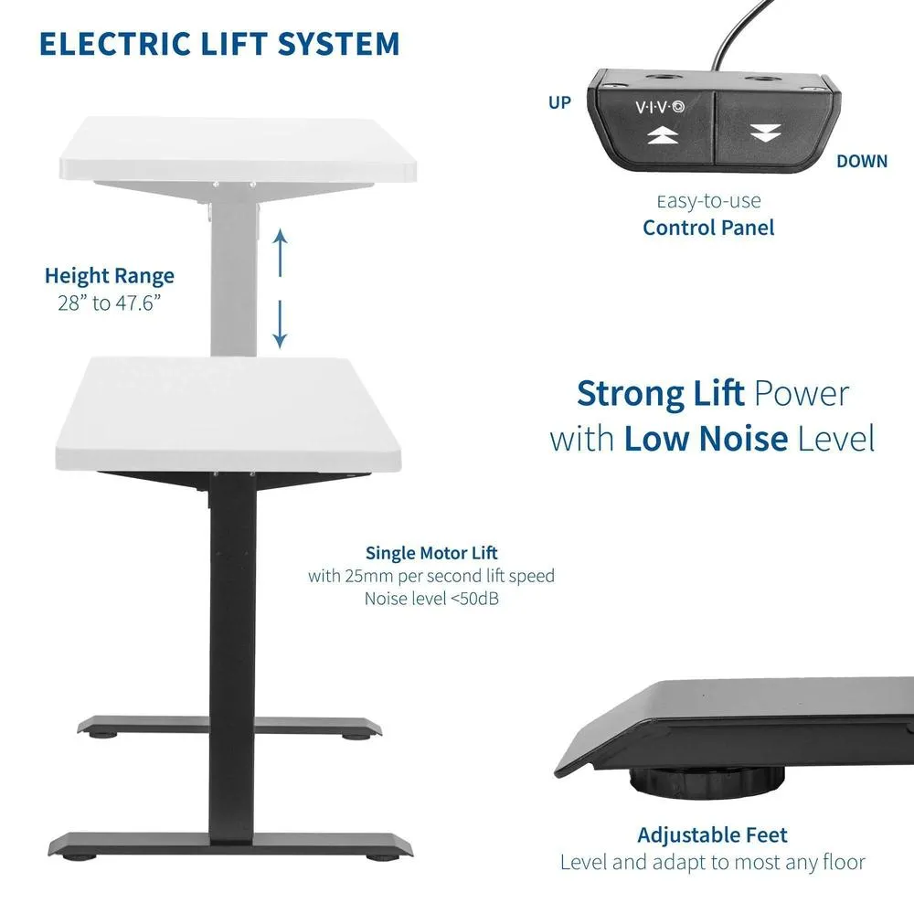 VIVO 60" x 24" Electric Standing Desk w/ Black Frame, DESK-KIT-B06B/B06W/B06C/B06D/B06E