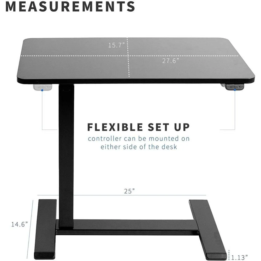 VIVO Black Electric CART-E1TB 28" Mobile Overbed Table w/ Hidden Casters for Hospital Bed, Laptop Desk, Medical Sliding Bed