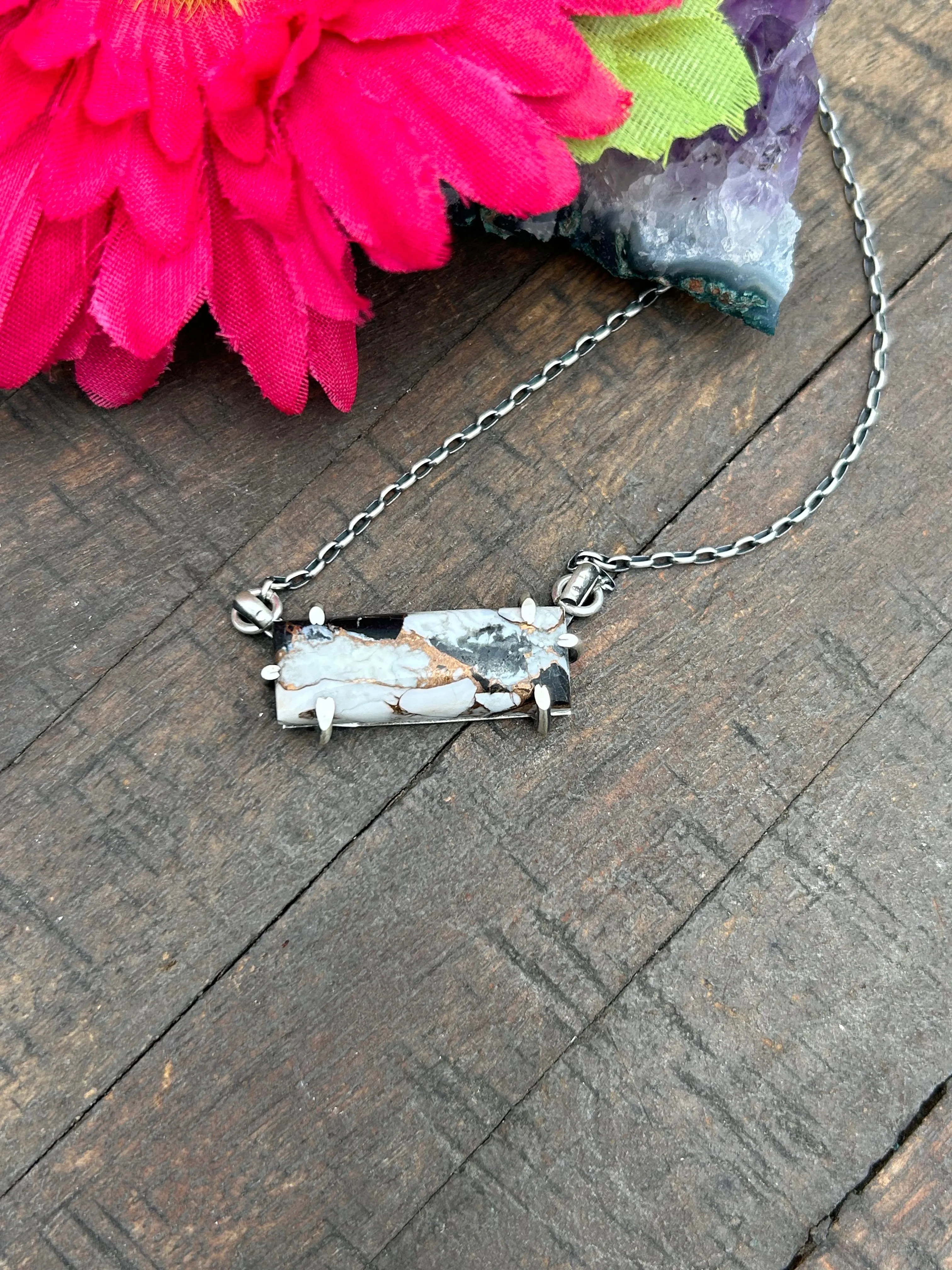 Waterproof White Buffalo Remix Bar Necklace #5