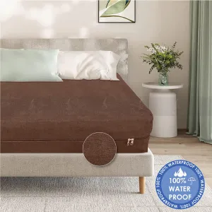 Waterproof Zipper Mattress Protector (Brown Color)