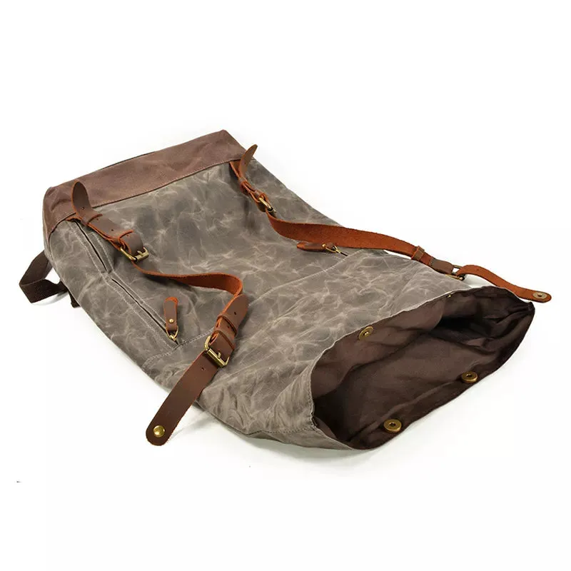 Waxed Canvas Waterproof Roll Top Backpack