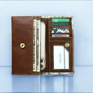 White & Brown Cowhide Wallet