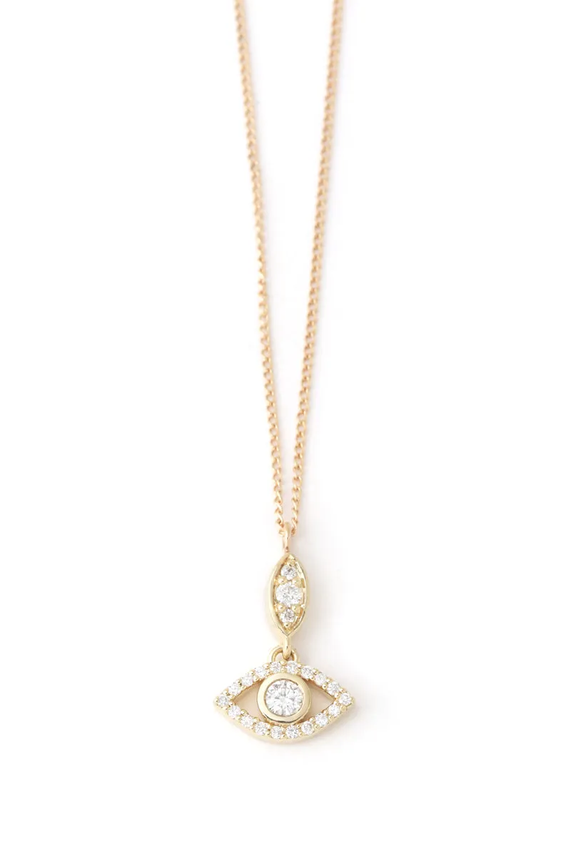 White Diamond Eye Marquis Pendant Necklace