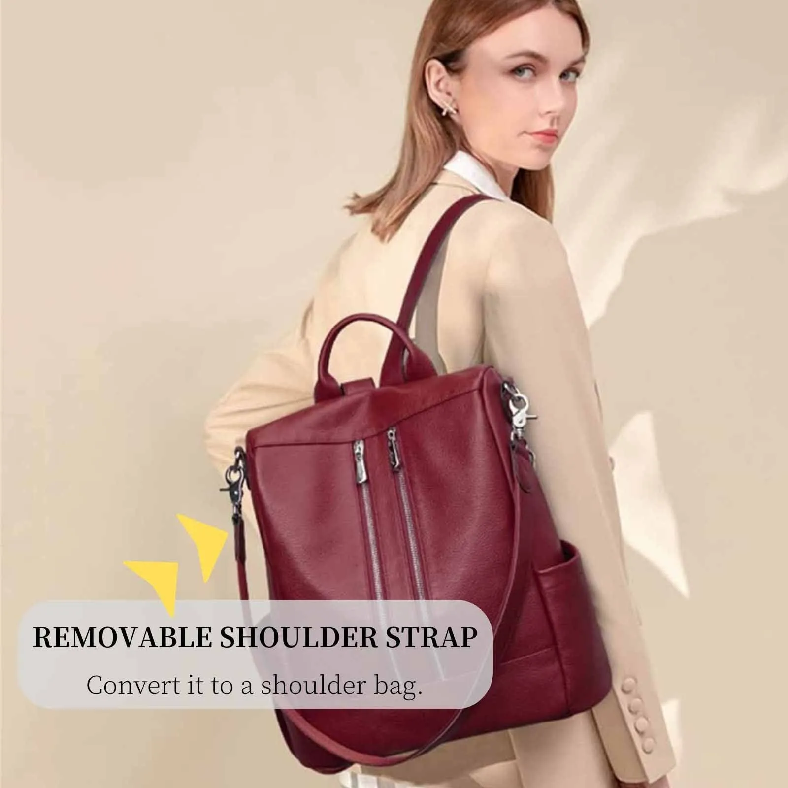 Women Anti-theft Genuine Leather Backpack