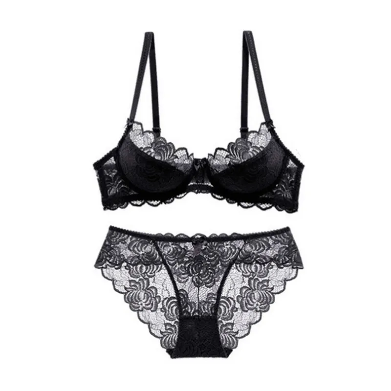 Women Lace Bra Set Pure Desire to Gather Big Breasts and Show Small Bra Thin Breathable Cotton Underwear