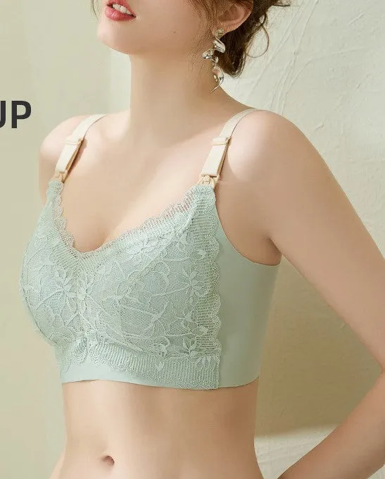 Women lace push-up nursing bra for large breasts and small breasts with open buckle during pregnancy and lactation maternity underwear