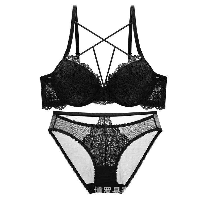 Women sexy lace breathable bra set beautiful breast push-up small breast special underwear large size breast showing small bra