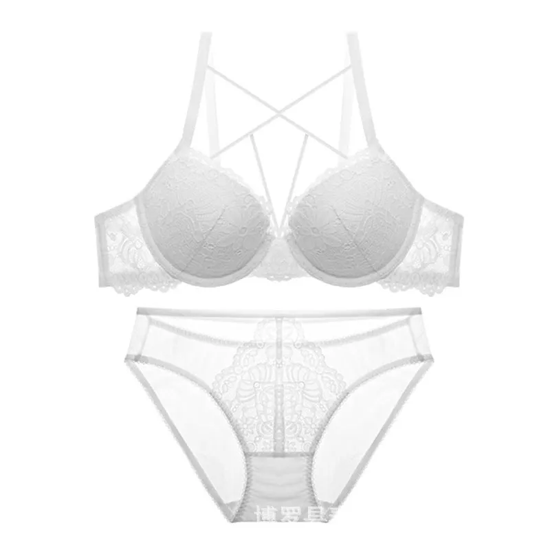 Women sexy lace breathable bra set beautiful breast push-up small breast special underwear large size breast showing small bra