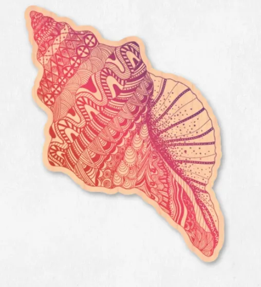 Wood Sticker - Conch Shell