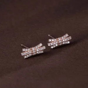 Zircon-Studded Bow Studs | Rose Gold